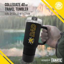 Wichita State Shockers Collegiate 40oz Stainless Steel Travel Tumbler with Handle for Dad - Black