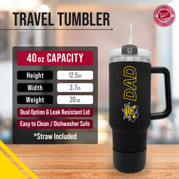 Wichita State Shockers Collegiate 40oz Stainless Steel Travel Tumbler with Handle for Dad - Black