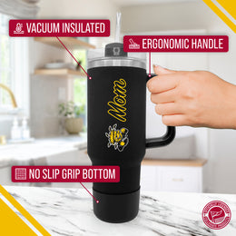 Wichita State Shockers Collegiate 40oz Stainless Steel Travel Tumbler with Handle for Mom - Black