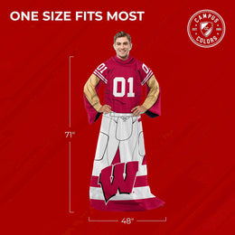 Wisconsin Badgers NCAA Team Wearable Blanket with Sleeves - Red
