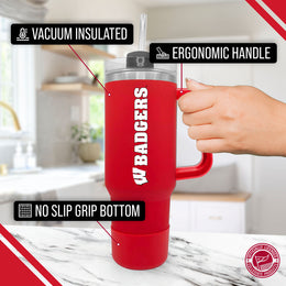 Wisconsin Badgers College & University 40 oz Travel Tumbler With Handle - Red
