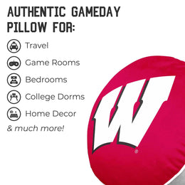 Wisconsin Badgers Team Logo 15 Inch Ultra Soft Stretch Plush Pillow - Red