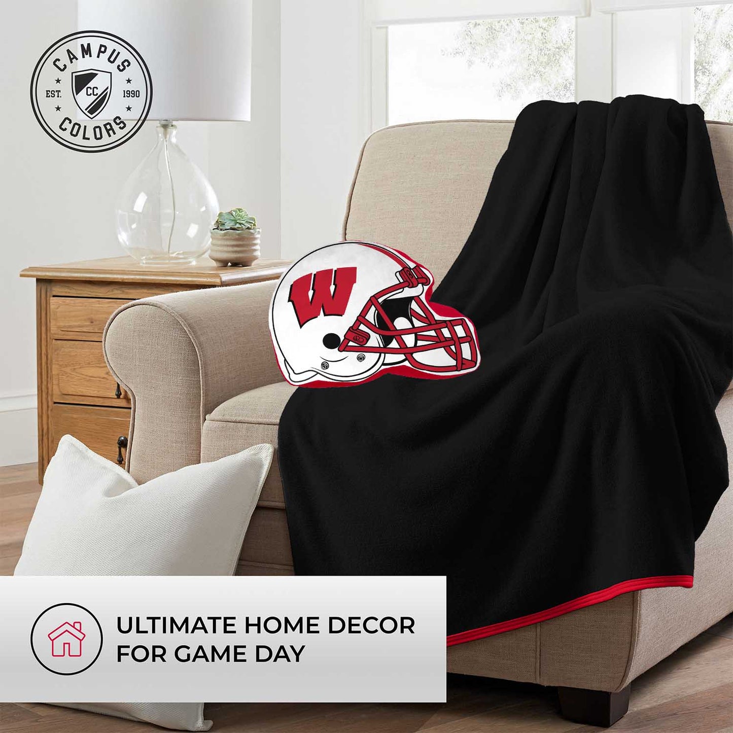 Wisconsin Badgers NCAA Helmet Super Soft Football Pillow - Red