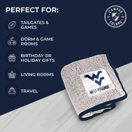 West Virginia Mountaineers NCAA Silk Sherpa College Throw Blanket - Navy