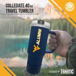 West Virginia Mountaineers Collegiate 40oz Stainless Steel Travel Tumbler with Handle for Alumni - Navy