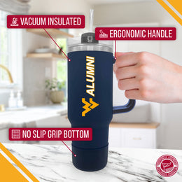 West Virginia Mountaineers Collegiate 40oz Stainless Steel Travel Tumbler with Handle for Alumni - Navy