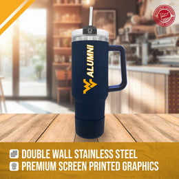 West Virginia Mountaineers Collegiate 40oz Stainless Steel Travel Tumbler with Handle for Alumni - Navy