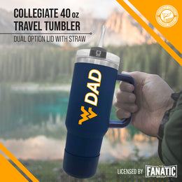 West Virginia Mountaineers Collegiate 40oz Stainless Steel Travel Tumbler with Handle for Dad - Navy