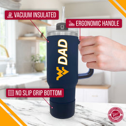 West Virginia Mountaineers Collegiate 40oz Stainless Steel Travel Tumbler with Handle for Dad - Navy