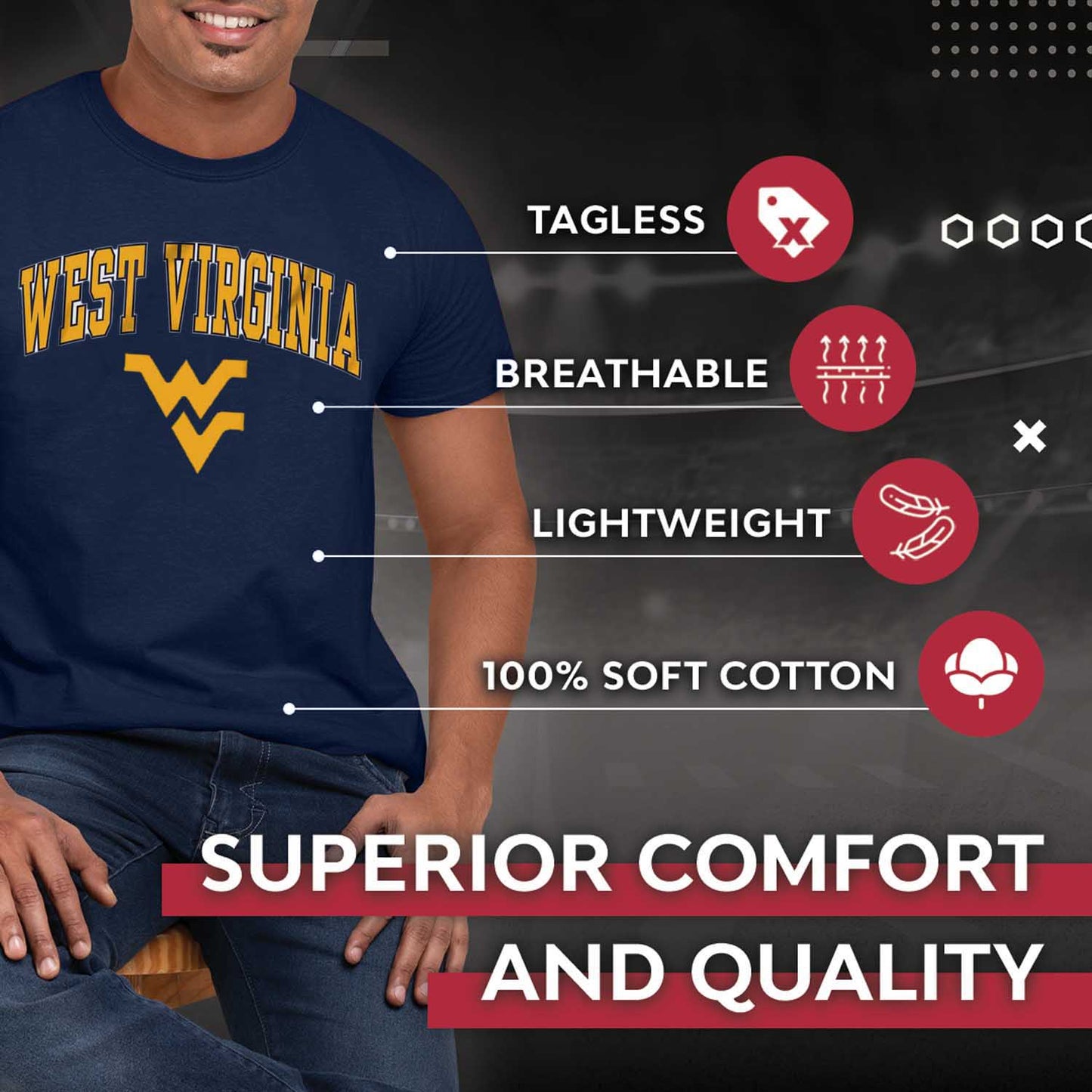 West Virginia Mountaineers NCAA Adult Gameday Cotton T-Shirt - Navy
