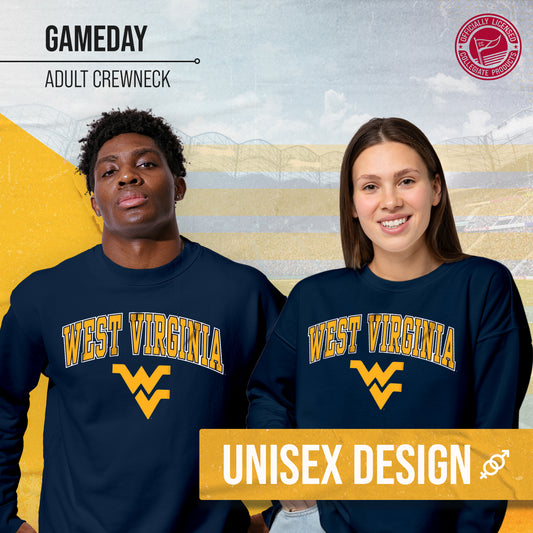 West Virginia Mountaineers Adult Arch & Logo Soft Style Gameday Crewneck Sweatshirt - Navy