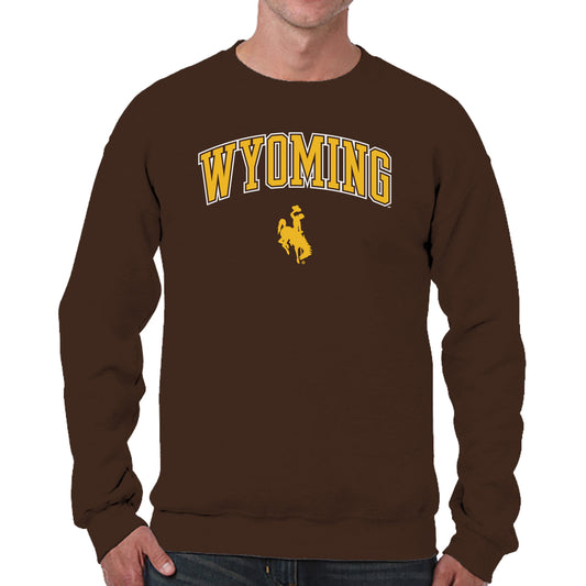 Wyoming Cowboys Adult Arch & Logo Soft Style Gameday Crewneck Sweatshirt - Brown