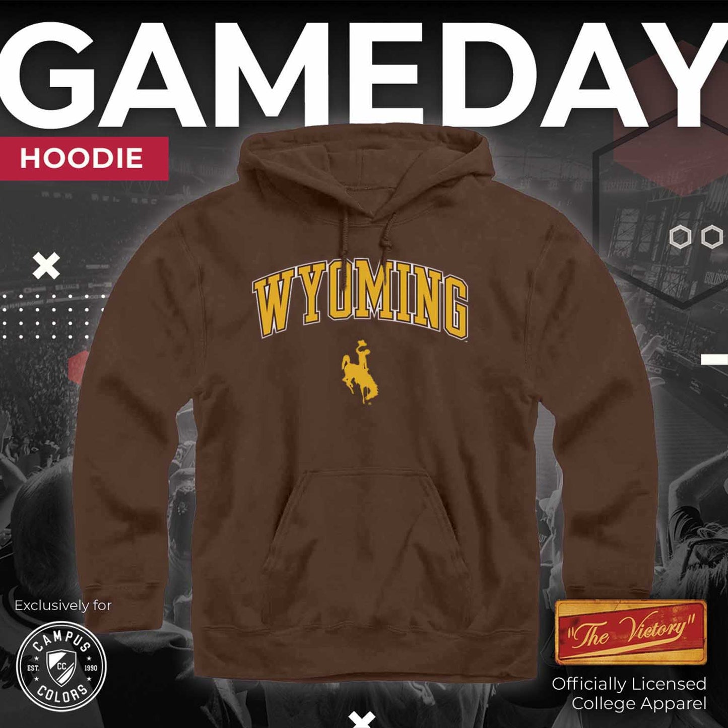 Wyoming Cowboys Adult Arch & Logo Soft Style Gameday Hooded Sweatshirt - Brown
