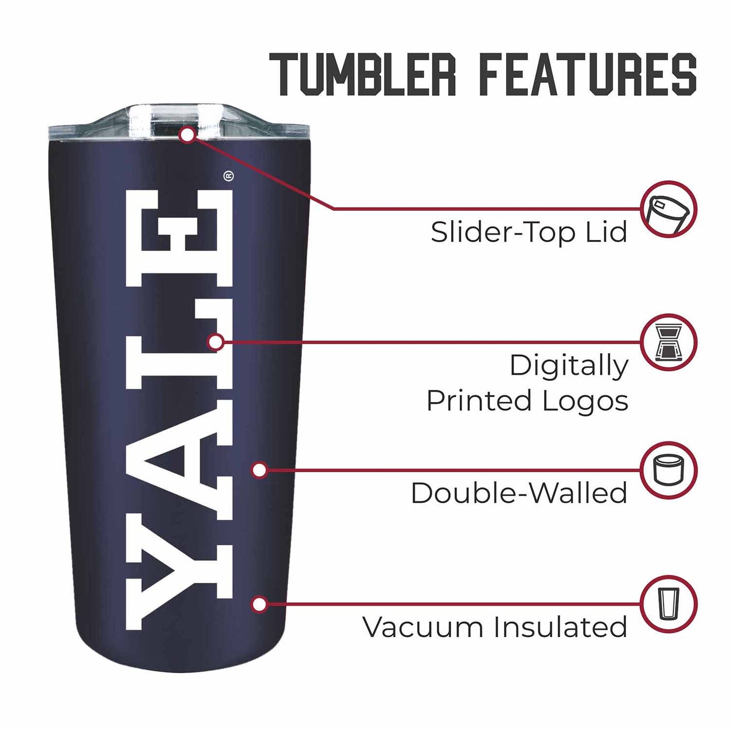Yale Bulldogs NCAA Stainless Steel Tumbler perfect for Gameday - Navy