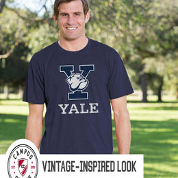 Yale Bulldogs Adult MVP Heathered Cotton Blend T-Shirt - Navy