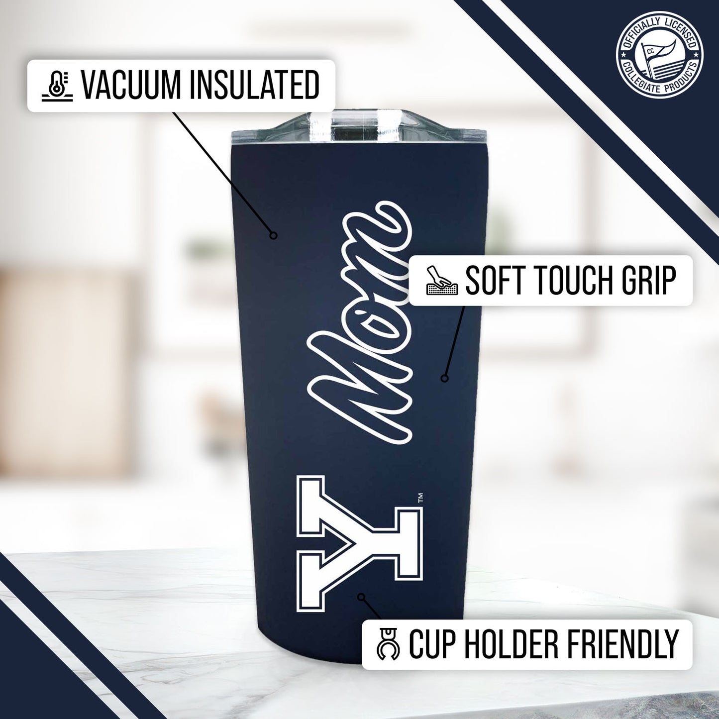 Yale Bulldogs NCAA Stainless Steel Travel Tumbler for Mom - Navy