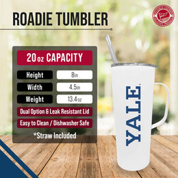 Yale Bulldogs NCAA Stainless Steal 20oz Roadie With Handle & Dual Option Lid With Straw - White