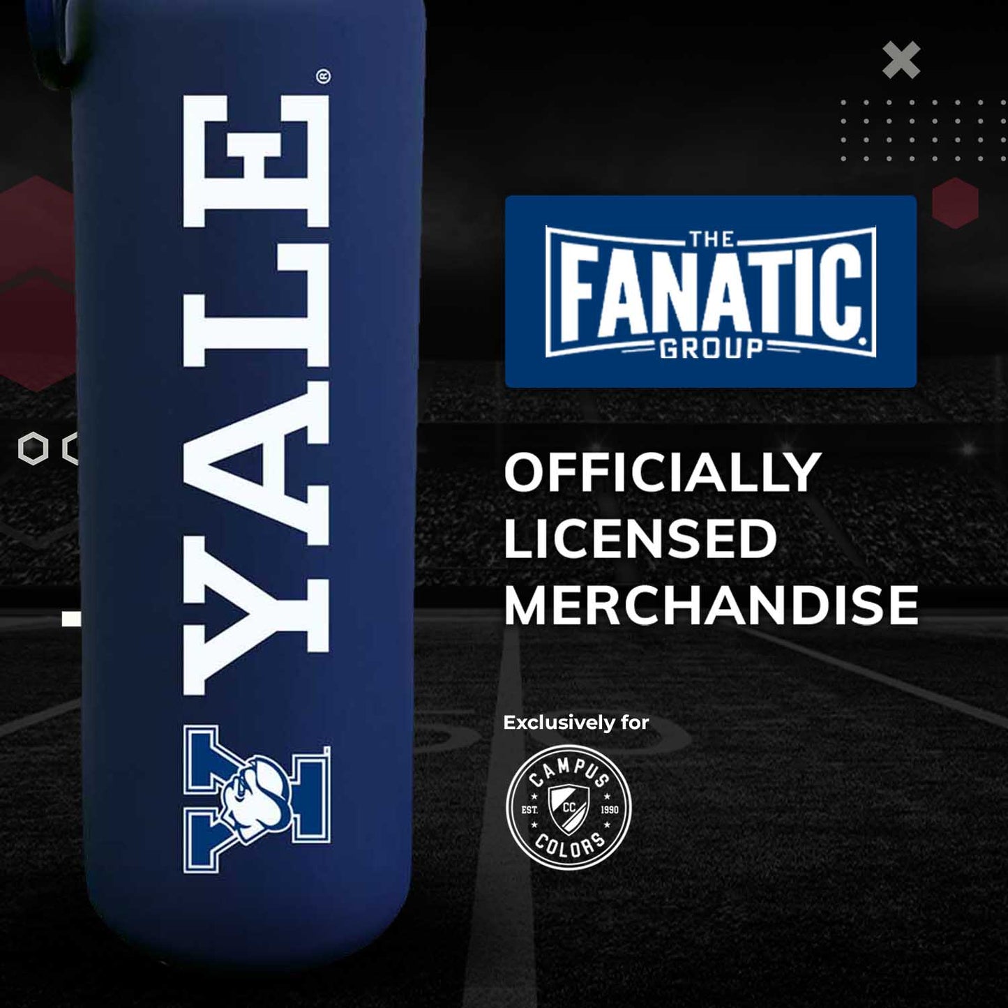 Yale Bulldogs NCAA Stainless Steel Water Bottle - Navy