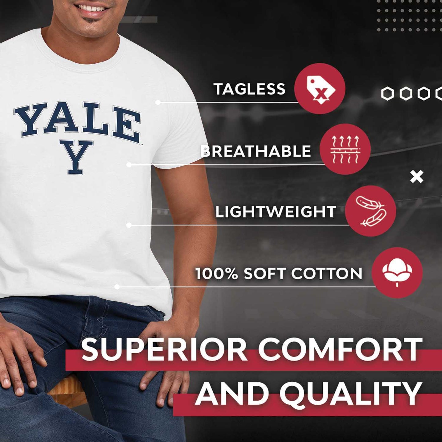 Yale Bulldogs NCAA Adult Gameday Cotton T-Shirt - White