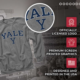 Yale Bulldogs Campus Colors Adult Arch & Logo Soft Style Gameday Crewneck Sweatshirt  - Gray