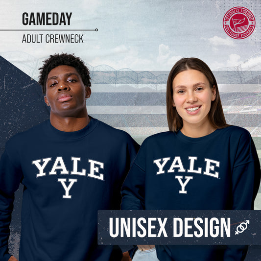 Yale Bulldogs Adult Arch & Logo Soft Style Gameday Crewneck Sweatshirt  - Navy