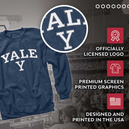 Yale Bulldogs Campus Colors Adult Arch & Logo Soft Style Gameday Crewneck Sweatshirt  - Navy