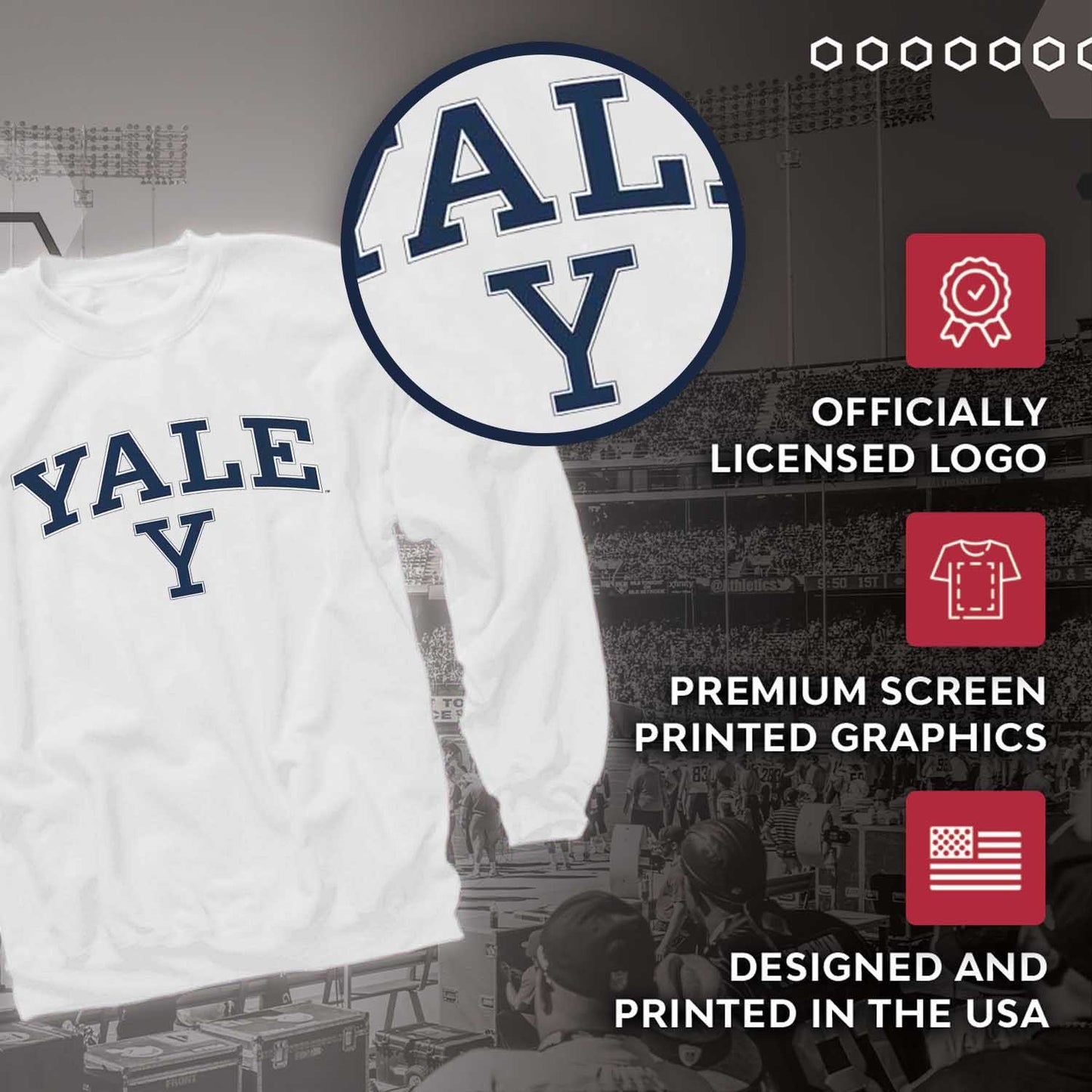 Yale Bulldogs Adult Arch & Logo Soft Style Gameday Crewneck Sweatshirt - White