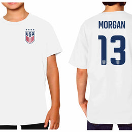 USA National Team The Victory Officially Licensed Youth US Women's National Soccer Team Alex Morgan Name & Number T-Shirt - White #13