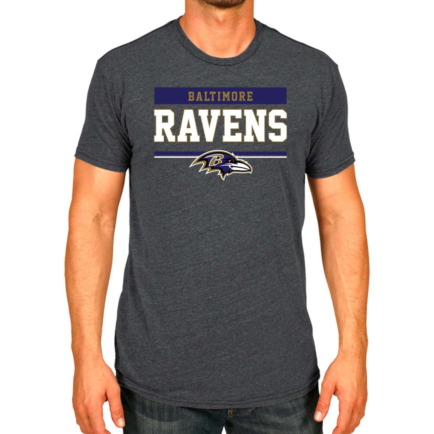 Baltimore Ravens NFL Adult Team Block Tagless T-Shirt - Charcoal