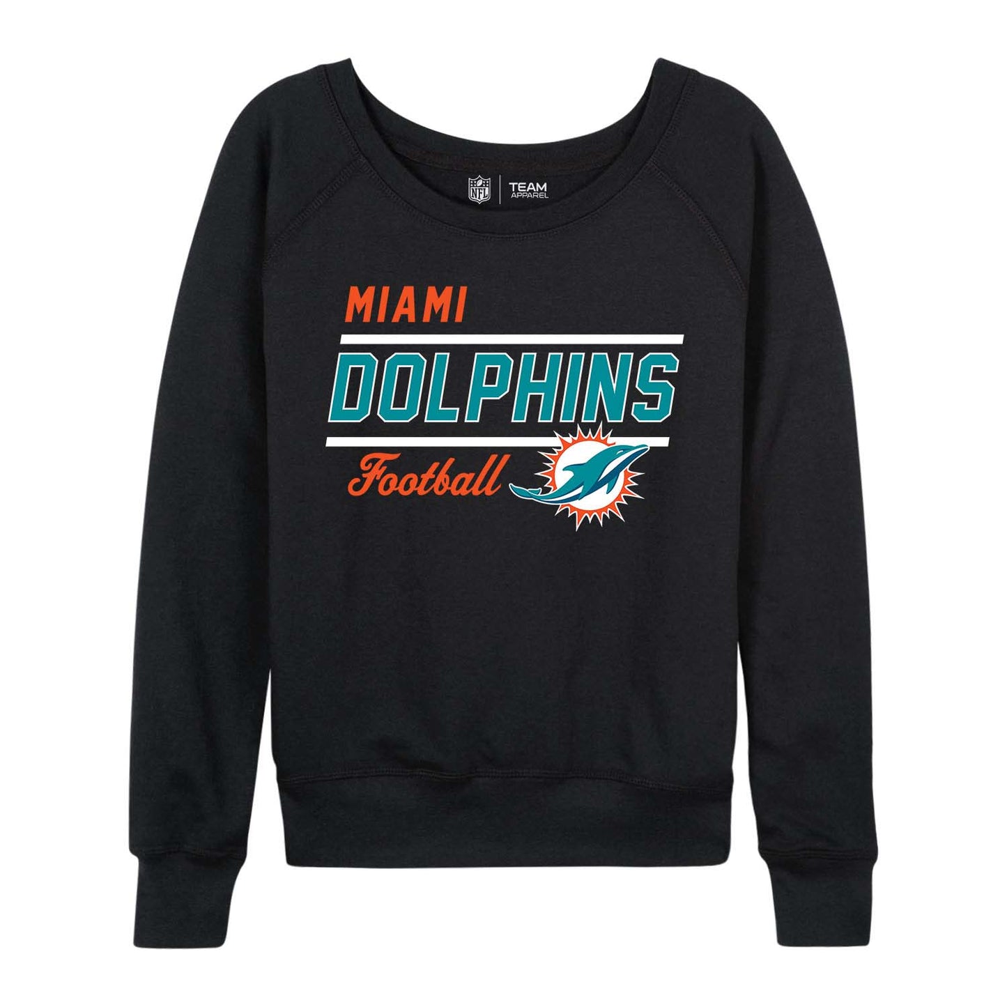 Miami Dolphins NFL Womens Crew Neck Light Weight - Black
