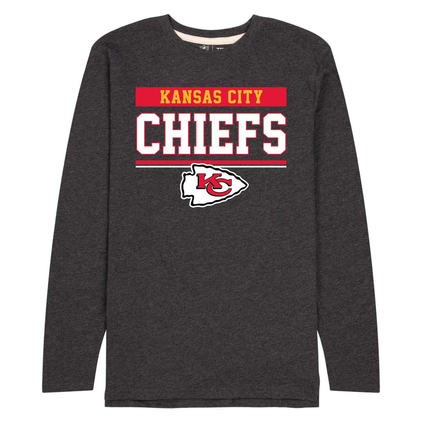 Kansas City Chiefs NFL Adult Charcoal Long Sleeve T Shirt - Charcoal