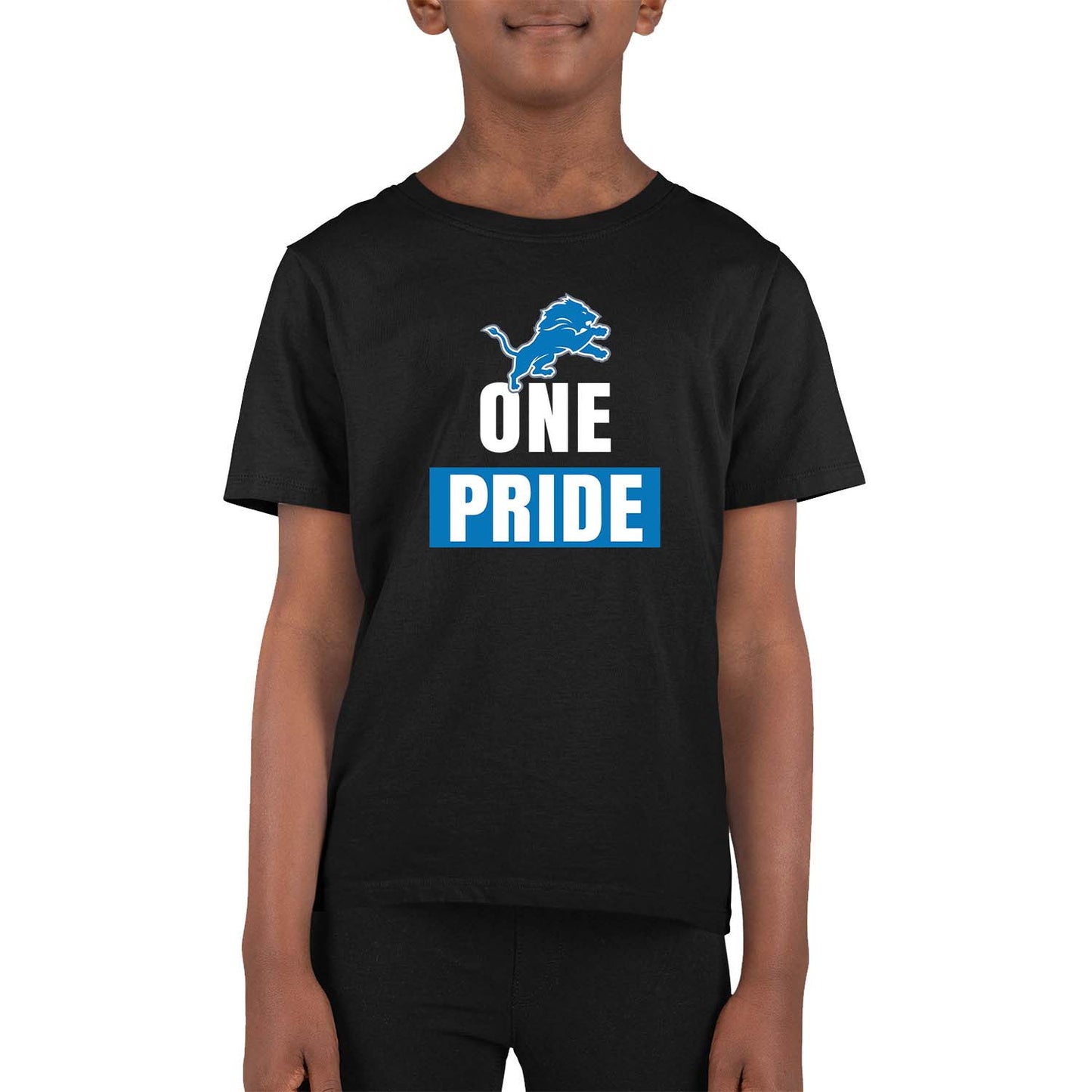 Detroit Lions NFL Youth Team Slogan Short Sleeve Lightweight T Shirt - Black
