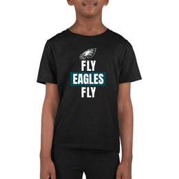 Philadelphia Eagles NFL Youth Team Slogan Short Sleeve Lightweight T Shirt - Black