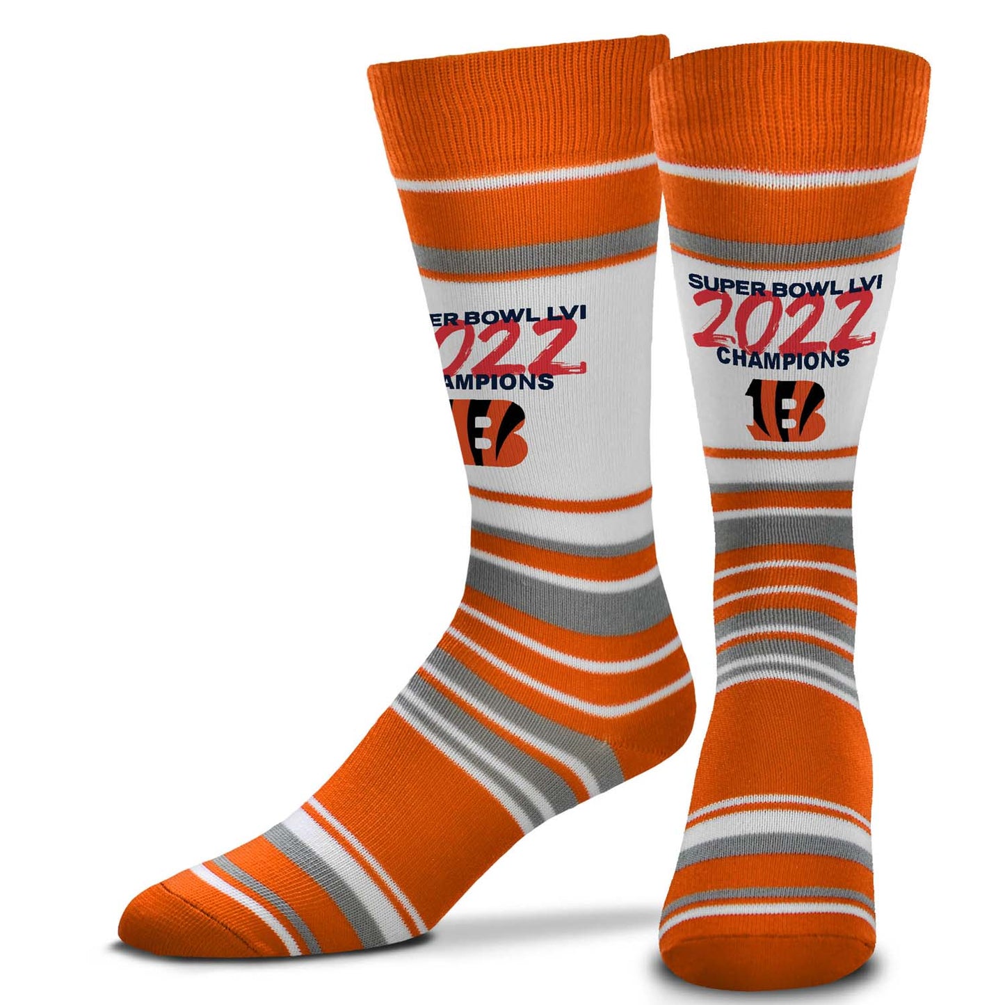 Cincinnati Bengals NFL Championship Striped Dress Socks - Orange