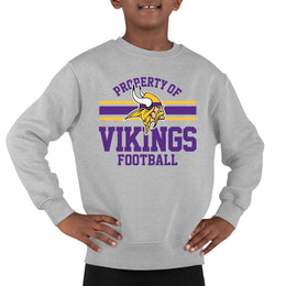 Minnesota Vikings NFL Youth Property Of Crew Sweatshirt - Sport Gray