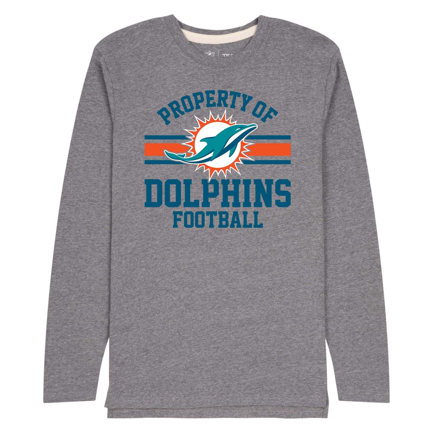 Miami Dolphins NFL Adult Property Of Long SleeveT Shirt - Sport Gray