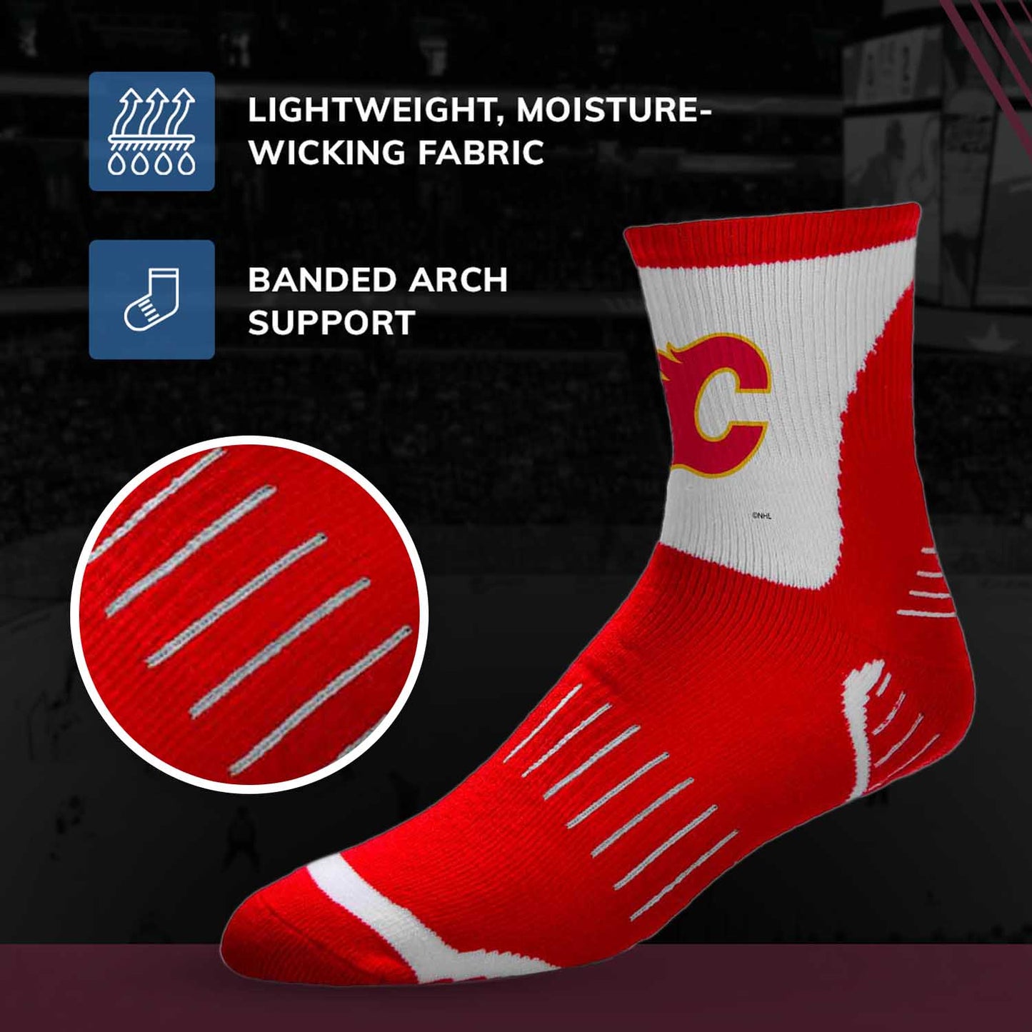 Calgary Flames NHL Adult Surge Team Mascot Mens and Womens Quarter Socks - Red
