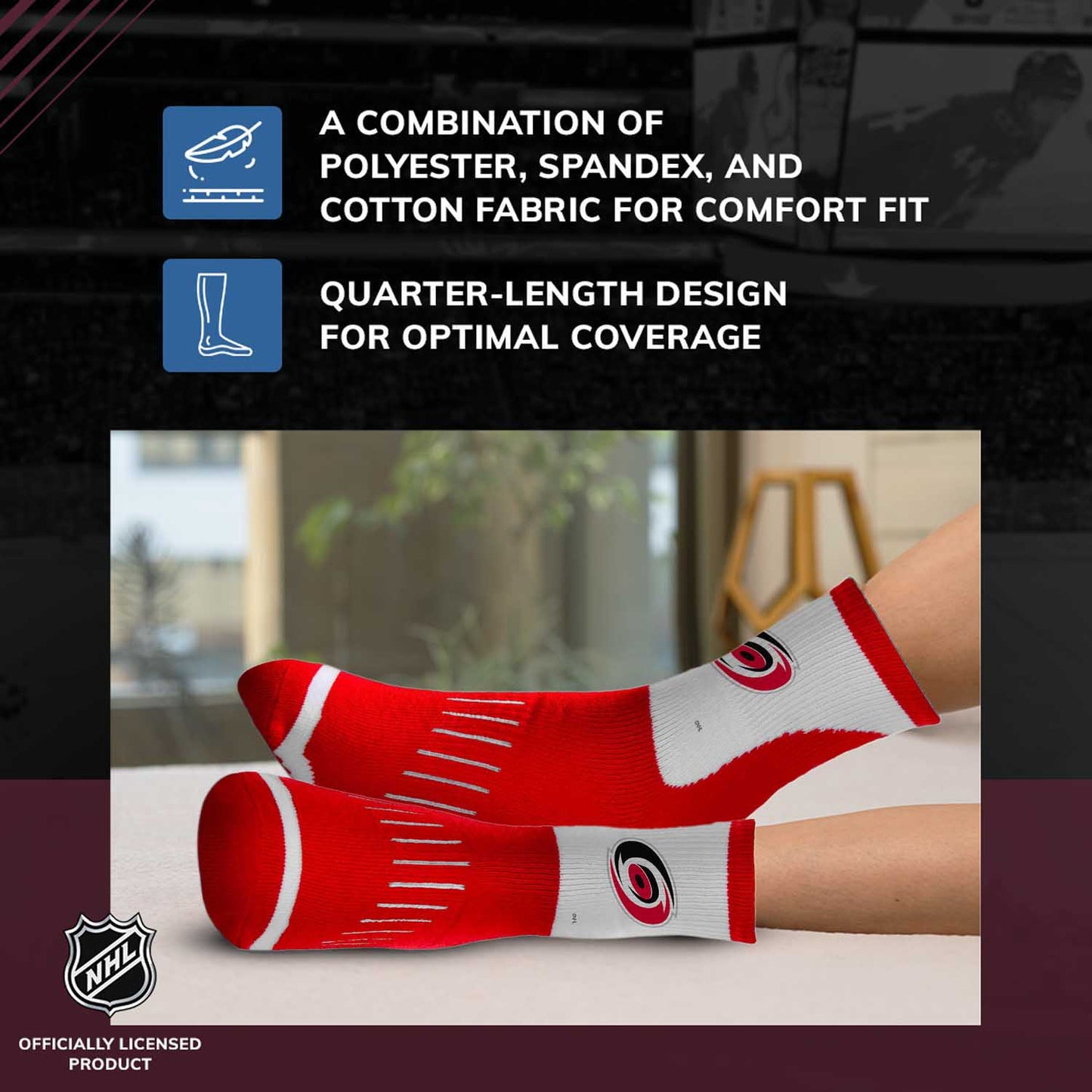 Carolina Hurricanes NHL Adult Surge Team Mascot Mens and Womens Quarter Socks - Red
