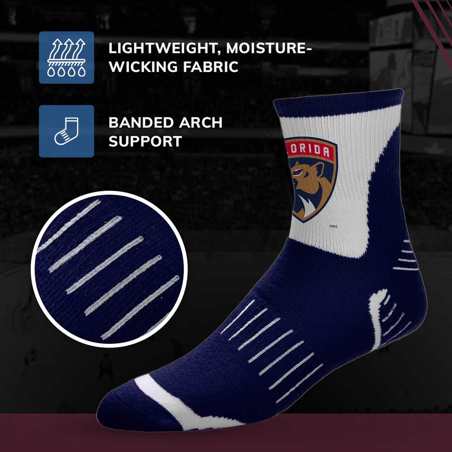 Florida Panthers NHL Adult Surge Team Mascot Mens and Womens Quarter Socks - Navy