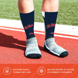 Ole Miss Rebels NCAA Adult State and University Crew Socks - Navy