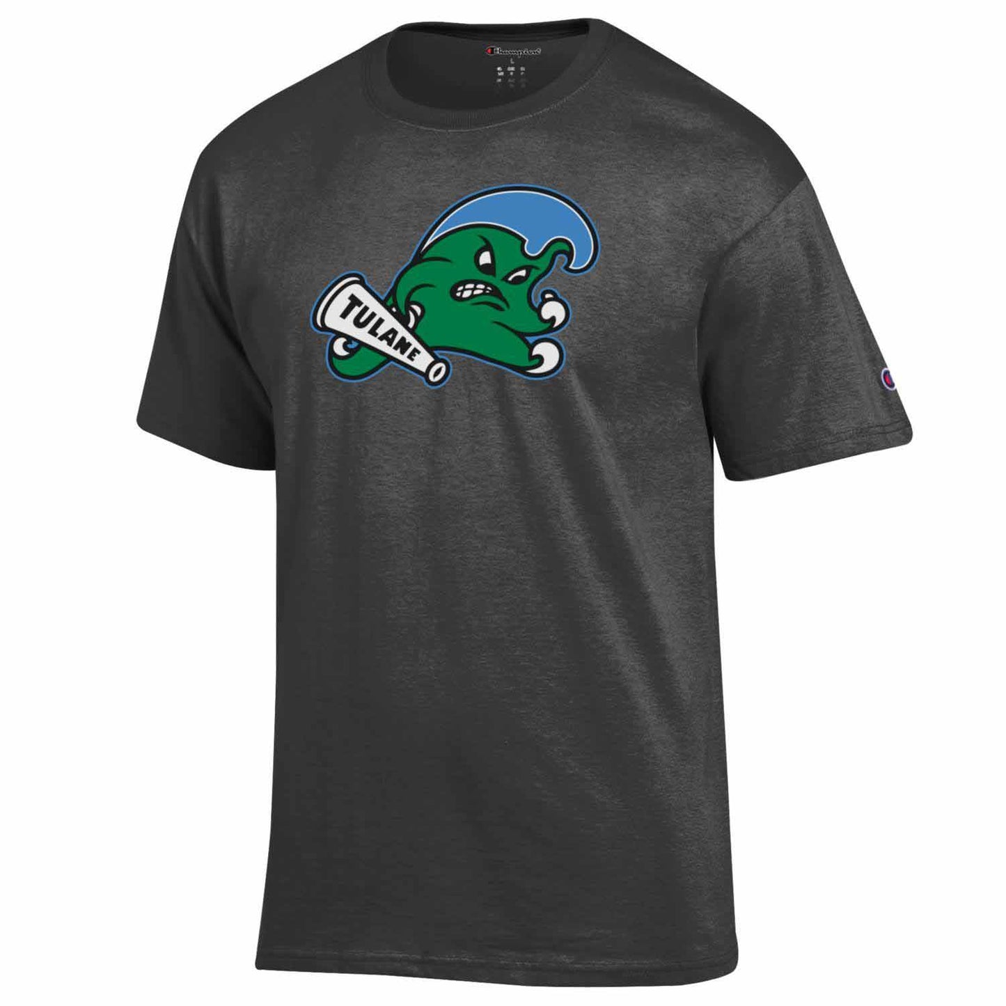 Tulane Green Wave Champion Adult NCAA Soft Style Mascot Tagless T-Shirt - Charcoal