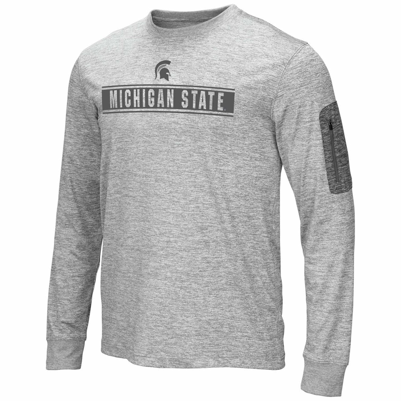 Michigan State Spartans  Adult NCAA Banked Long Sleeve Shirt  - Gray