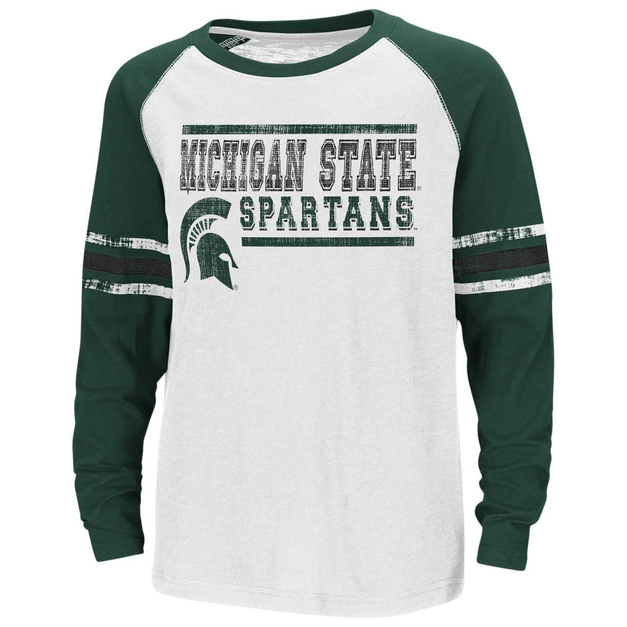 Michigan State Spartans  Youth NCAA Marble Raglan Long Sleeve T-Shirt  - Team Color