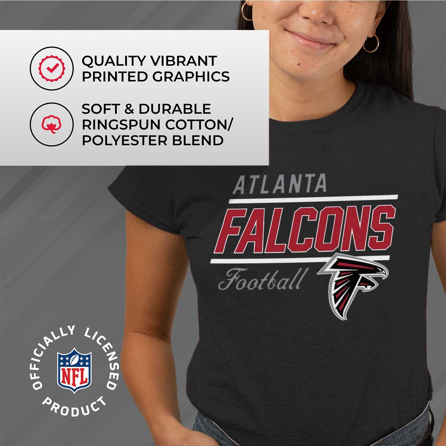 Atlanta Falcons NFL Womens Plus Size Relaxed Fit T-Shirt - Black