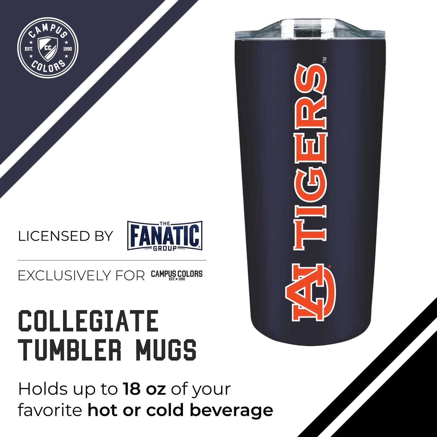 Auburn Tigers NCAA Stainless Steel Tumbler perfect for Gameday - Navy