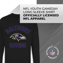 Baltimore Ravens NFL Gameday Youth Football Long Sleeve Shirt - Black