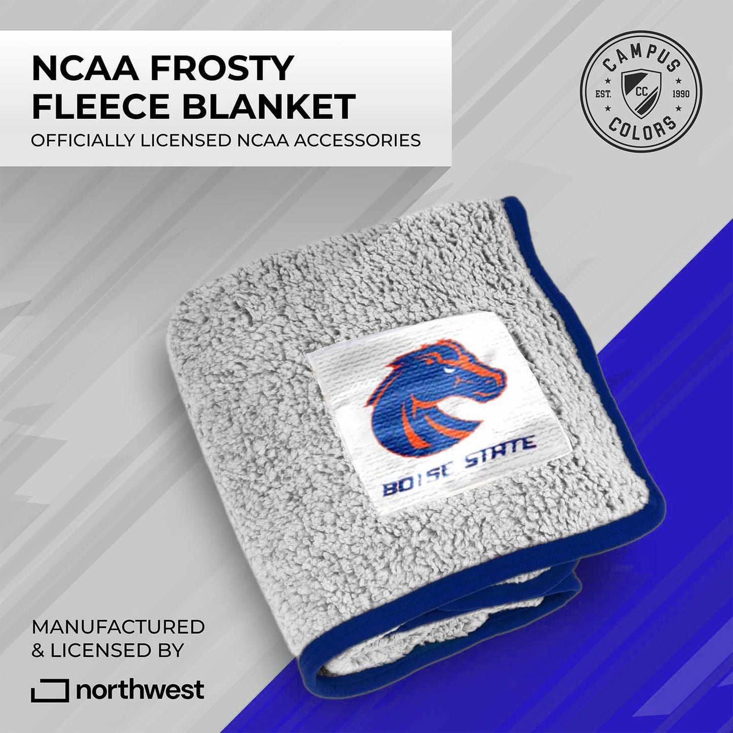 Boise State Broncos NCAA Silk Sherpa College Throw Blanket - Blue