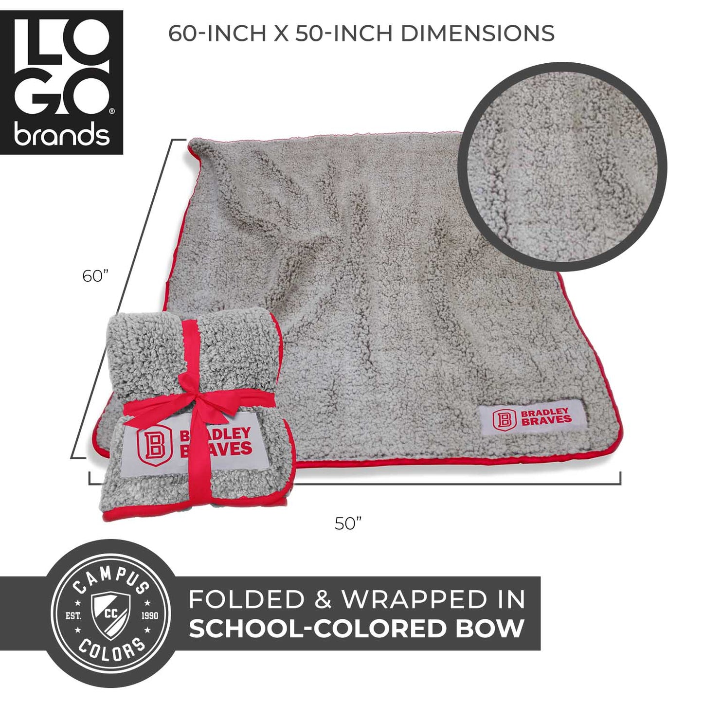 Bradley Braves Frosty Fleece 60 X 50 Blanket - Red