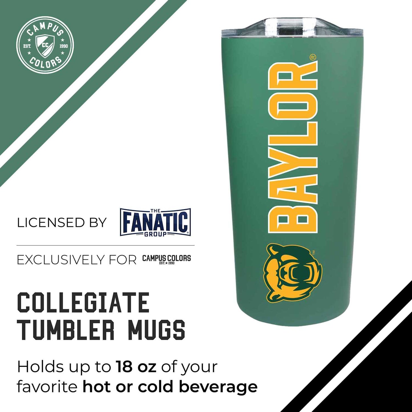 Baylor Bears NCAA Stainless Steel Tumbler perfect for Gameday - Green