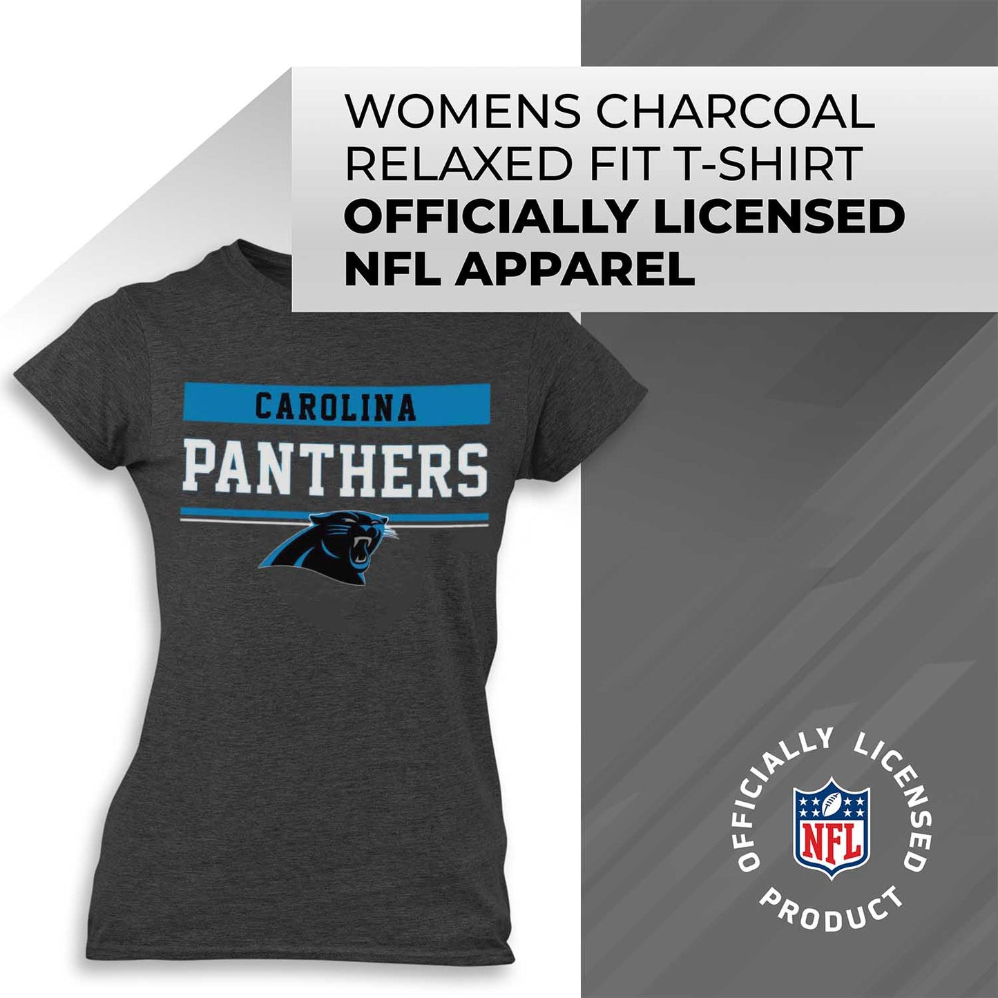 Carolina Panthers NFL Women's Team Block Charcoal Tagless T-Shirt - Charcoal